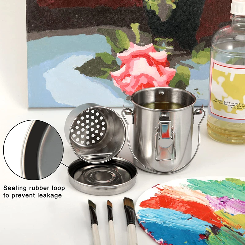 Stainless Steel Paint Brush Cleaner Airtight Stainless Steel Brush Washer with Removable Filter Screen for Painting-Small image 3
