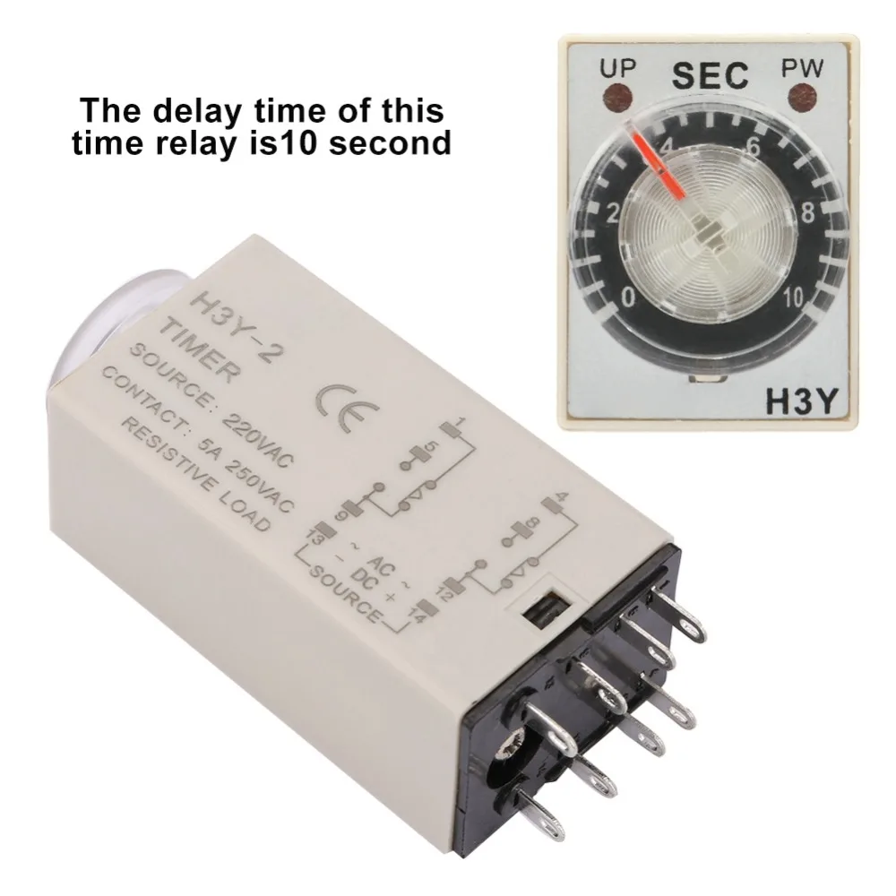 Delay Control H3Y-2 Time Relay AC 220V 10s Timer Time Relay 8Pin Delay Timer Relay Electrical Circuits
