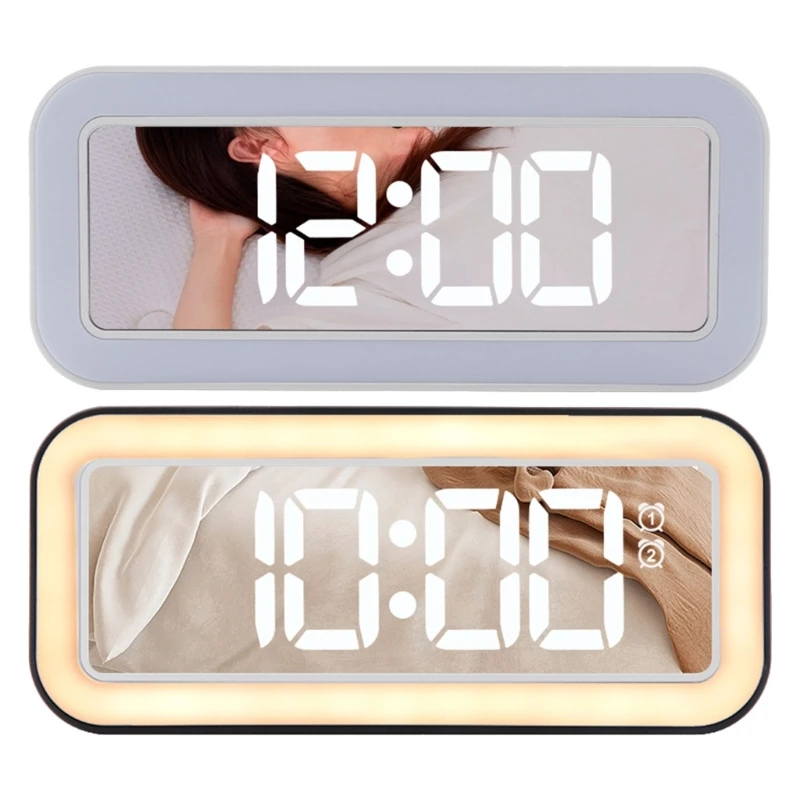 Multifunctional LED Digital Alarm Clock with Soothing Sound Adjustable Brightness Night Modes Temperature Indicators B03D