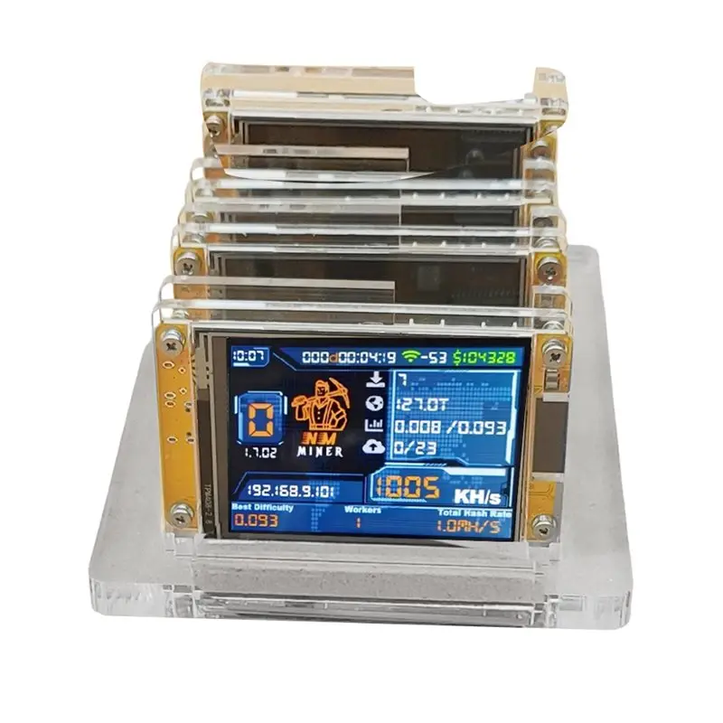 Stand Upgraded 4X 1000KH/S Nmminer Nerdminer+ 4 Slots Bitcoin For Home Compatible Crypto Solo Miner 2.8