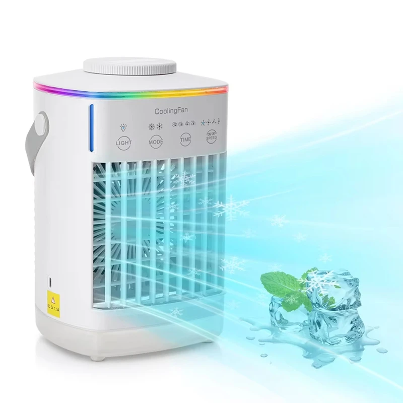 Portable Air Cooler with Humidifier and LED Night Light - Compact Air Conditioning Fan for Home and Office Use-AD23