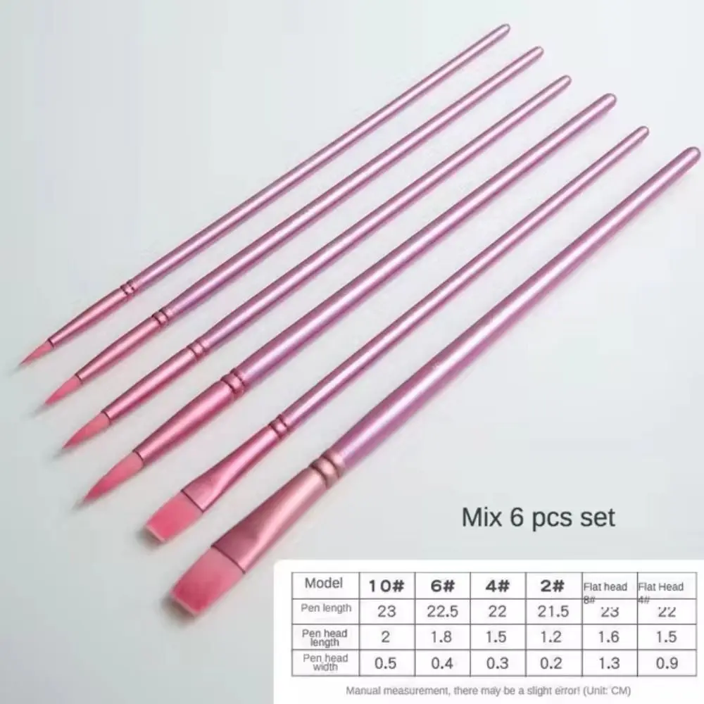4/6 pcs Pointed Round Flat Head Watercolor Brush Soft Hair Beginner's Art Student Hand Drawn Watercolor Nylon Painting Material