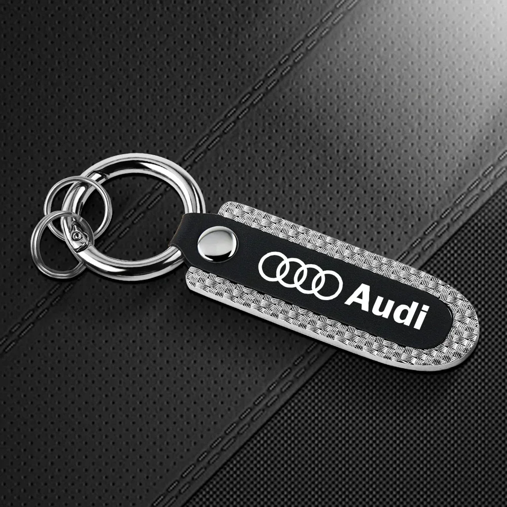 3D Metal Leather Car Badge Key Chain Key Ring Decoration For Audi A3 S3 8V Q5 Q7 TT A1 A2 A7 A8 Q2 A4 B8 B6 B7 A6 C6 C5 C7 A5 Q3