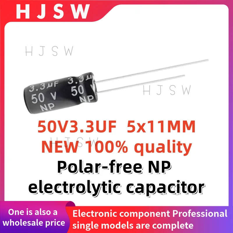 10-30-50 قطعة جديد 100% جودة 50V3.3UF 5x11 مللي متر 50V 3.3 فائق التوهج 5*11 مللي متر 50V 3.3μF القطبية خالية NP مُكثَّف كهربائيًا الالكترونيات