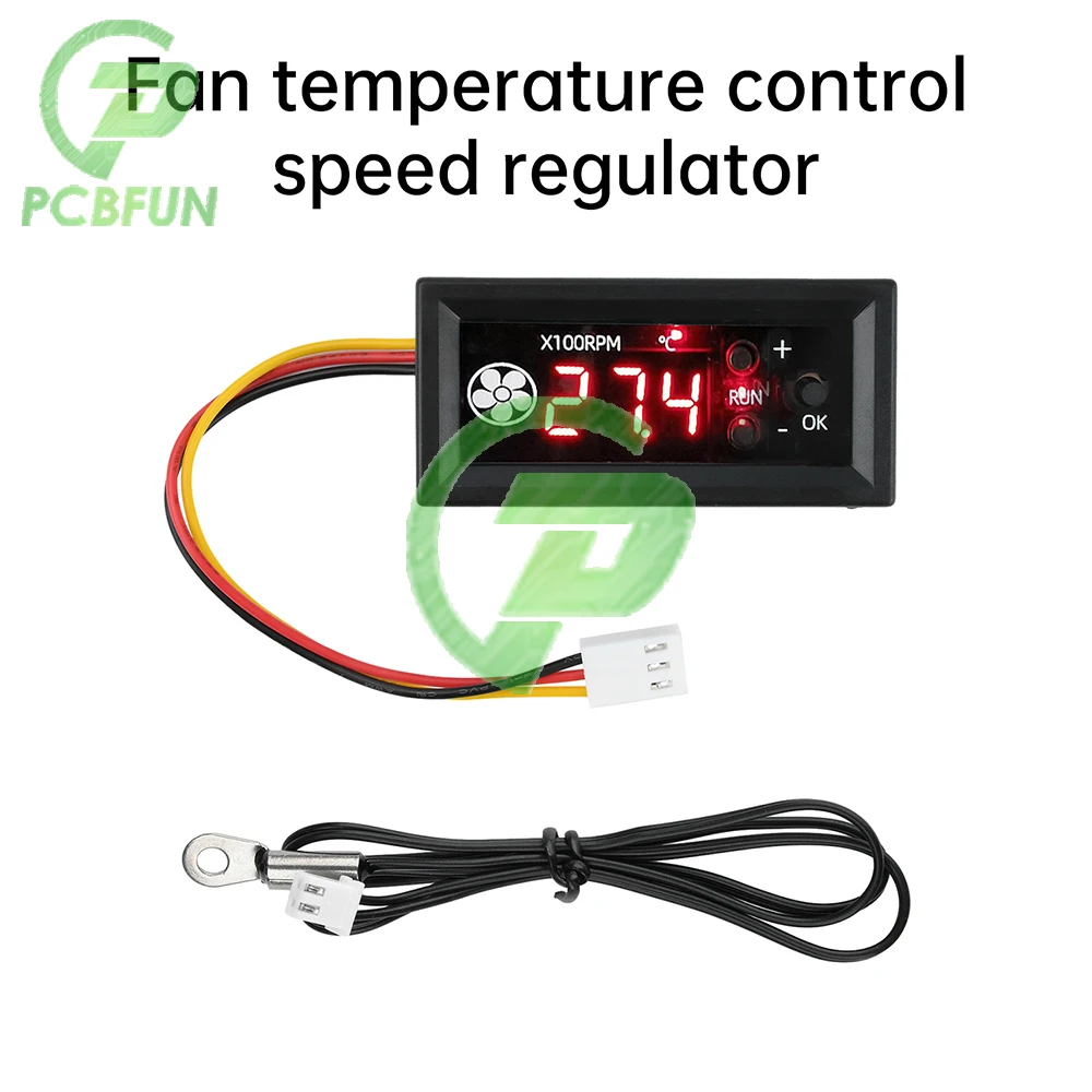 4 Draden DC12V 3A PWM Fan Temperatuurregeling Gouverneur Module Digitale Display Snelheidsregelaar Lage Temperatuur Uitschakelen