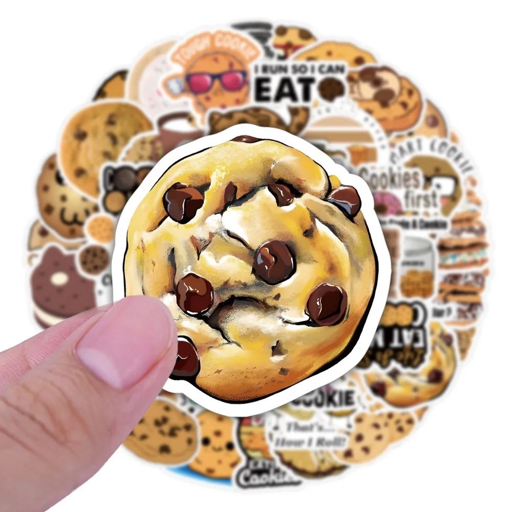 10/30/50PCS Cartoon Food Chocolate Chip Cookie Stickers DIY Laptop Luggage Skateboard Graffiti Decals Fun for Kid Toys Gift