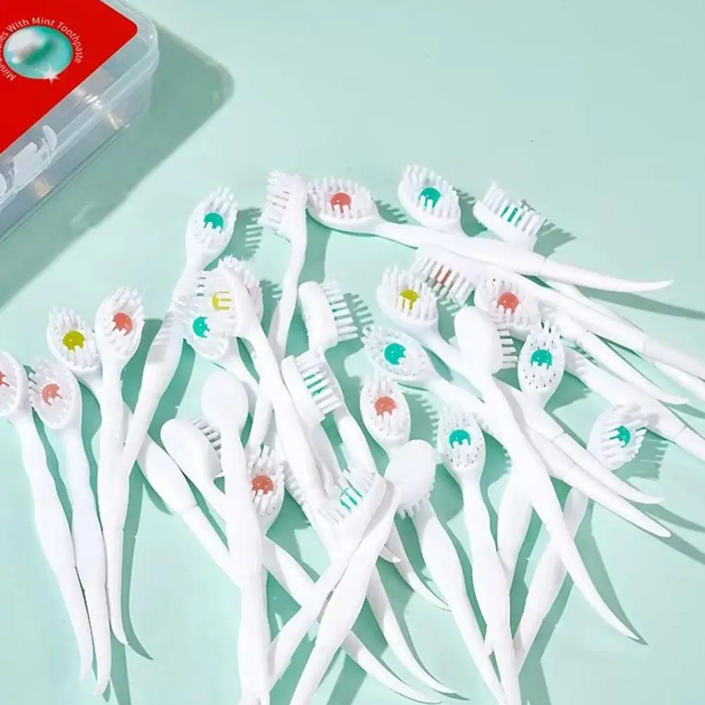 20PCS Portable Travel Toothbrush Exploded Beads Toothbrush Disposable Adult Cleaning Toothbrush Brush Head Oral Care Tools