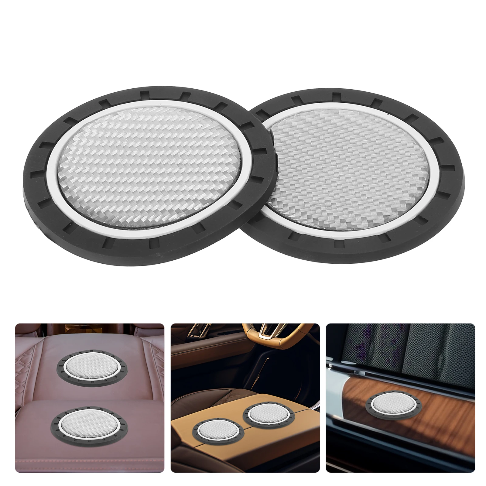 

2pcs Car Cup Holder Coaster Carbon Fiber Non Slip Water Pad Accessories Women Stylish Reliable Fits Multiple s Interior