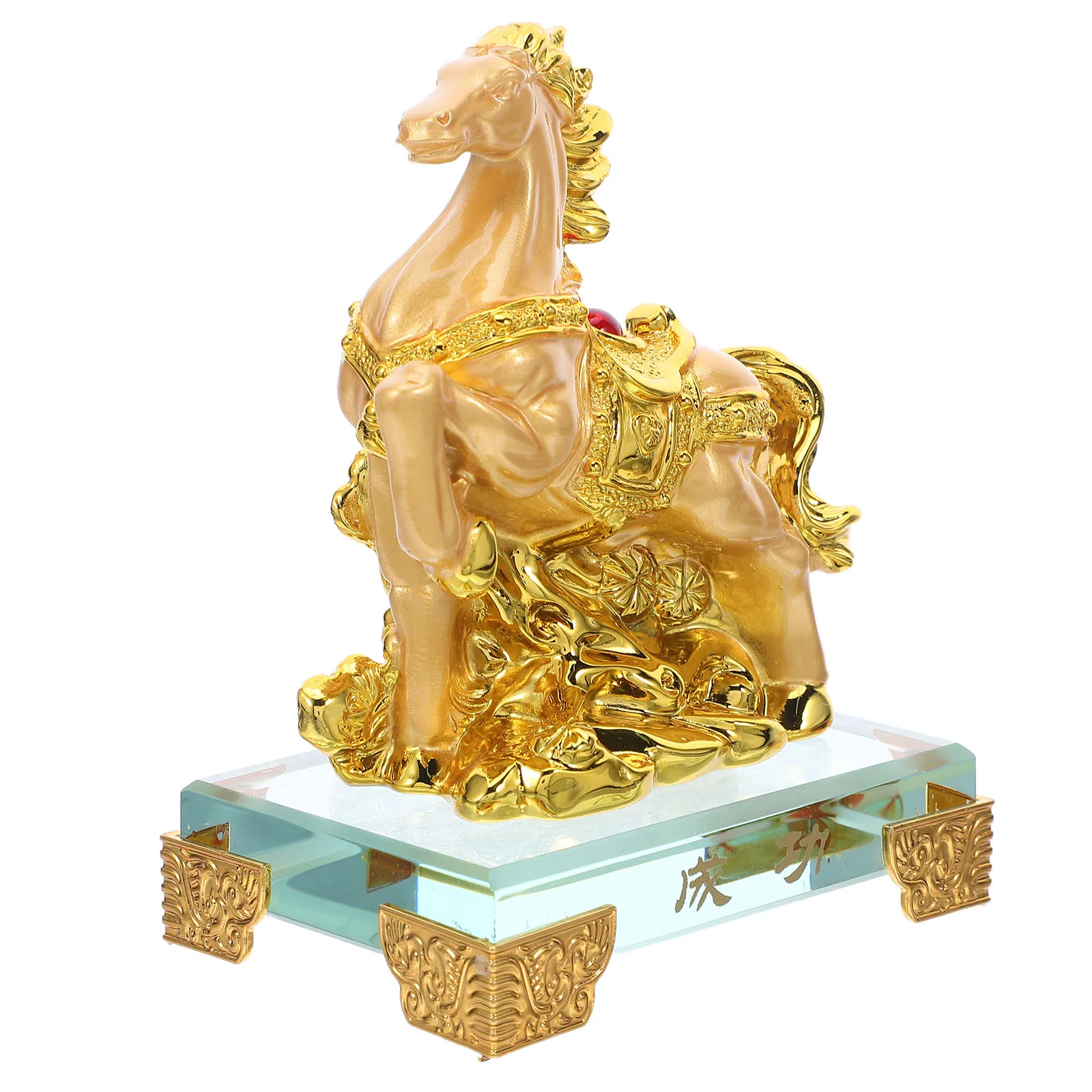 

Feng Shui Statue Office Decor Chinese Zodiac Animal Figurine Horse Gift Desktop Sculpture Glass Ornament Resin