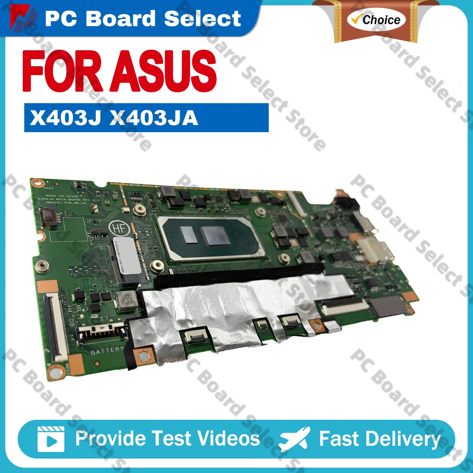 Placa-mãe para laptop ASUS VivoBook X403JA S403JA X403J X403JA com processadores Intel de 10ª geração I3, I5, I7, testada e aprovada, envio rápido.