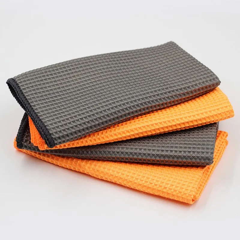 2 Pcs 40*40cm 300gsm Car Wash Towel Glass Cleaning Water Drying Microfiber Window Clean Wipe Auto Detailing Waffle Weave