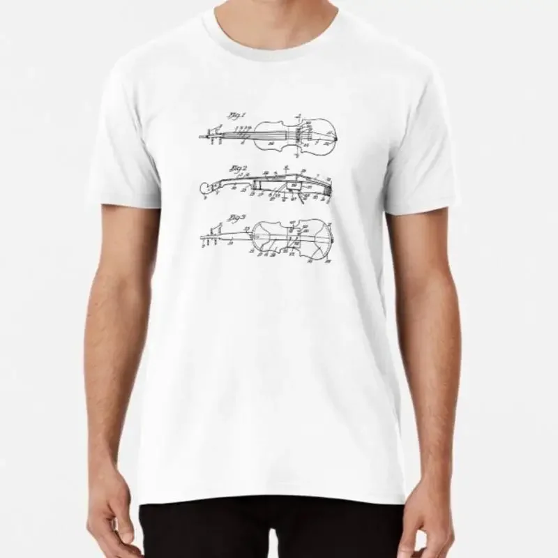 Violin Blueprint T shirt String Instrument Musician 100 Premium Cotton