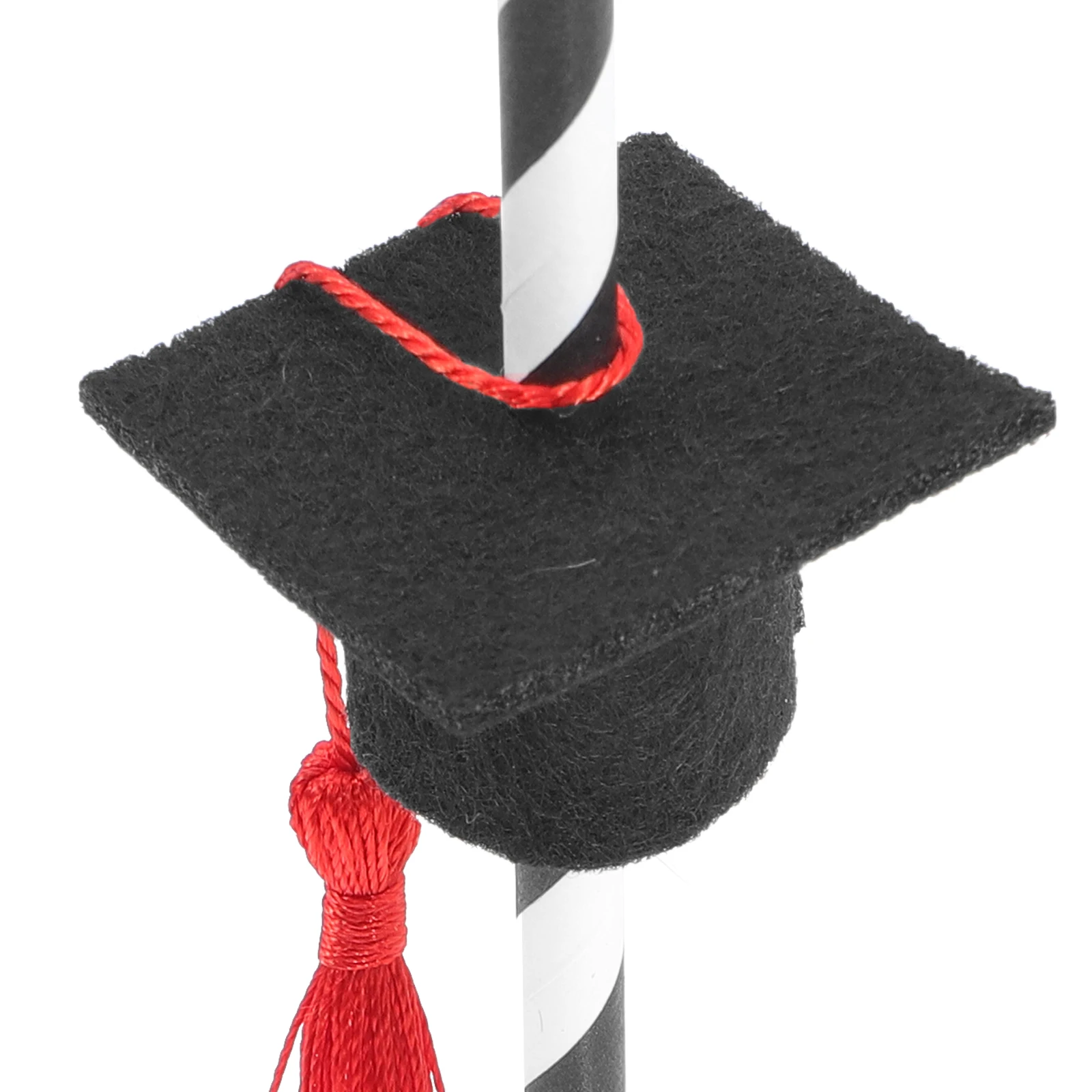 

12pcs 2mm Non Woven Graduation Cap Straws Long Drinking for Coffee Shop Home Office Party Favor Red Heart Confetti Grad Straws