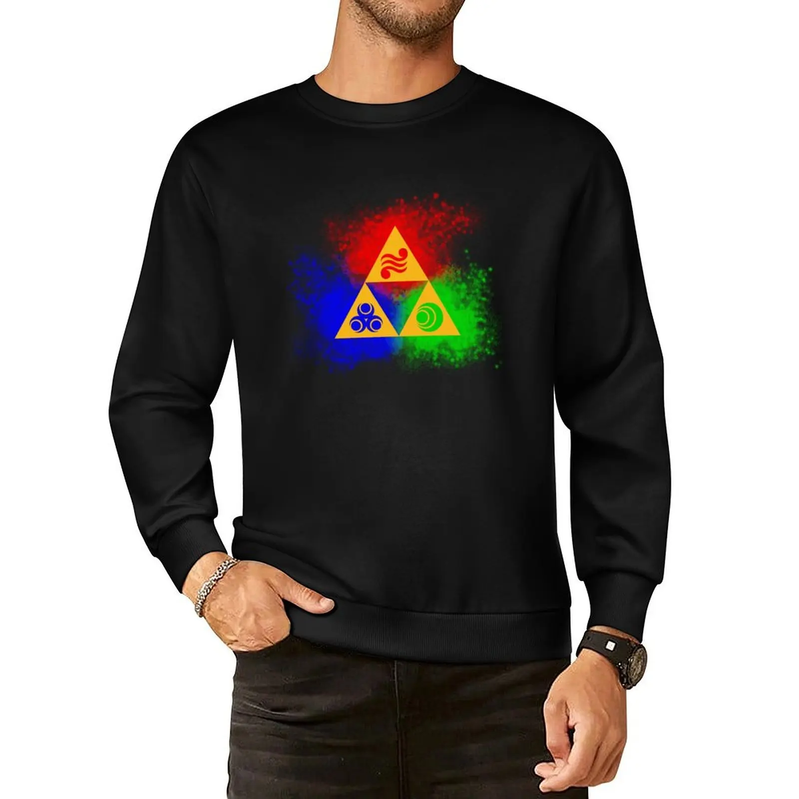 Golden Triangles with Goddess Symbols Pullover Hoodie men's sweat-shirt set men clothing autumn sweatshirt