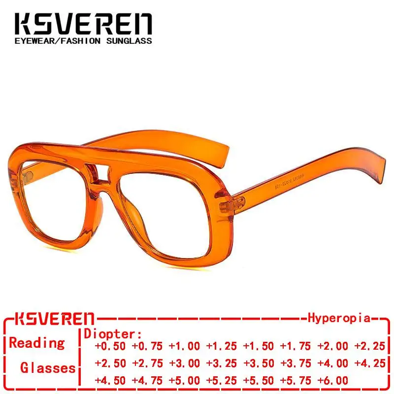 

KSVEREN Square Anti Blue Light Reading Glasses Women Retro Presbyopic Eyewear Prescription Glasses Optical Glasses Frame