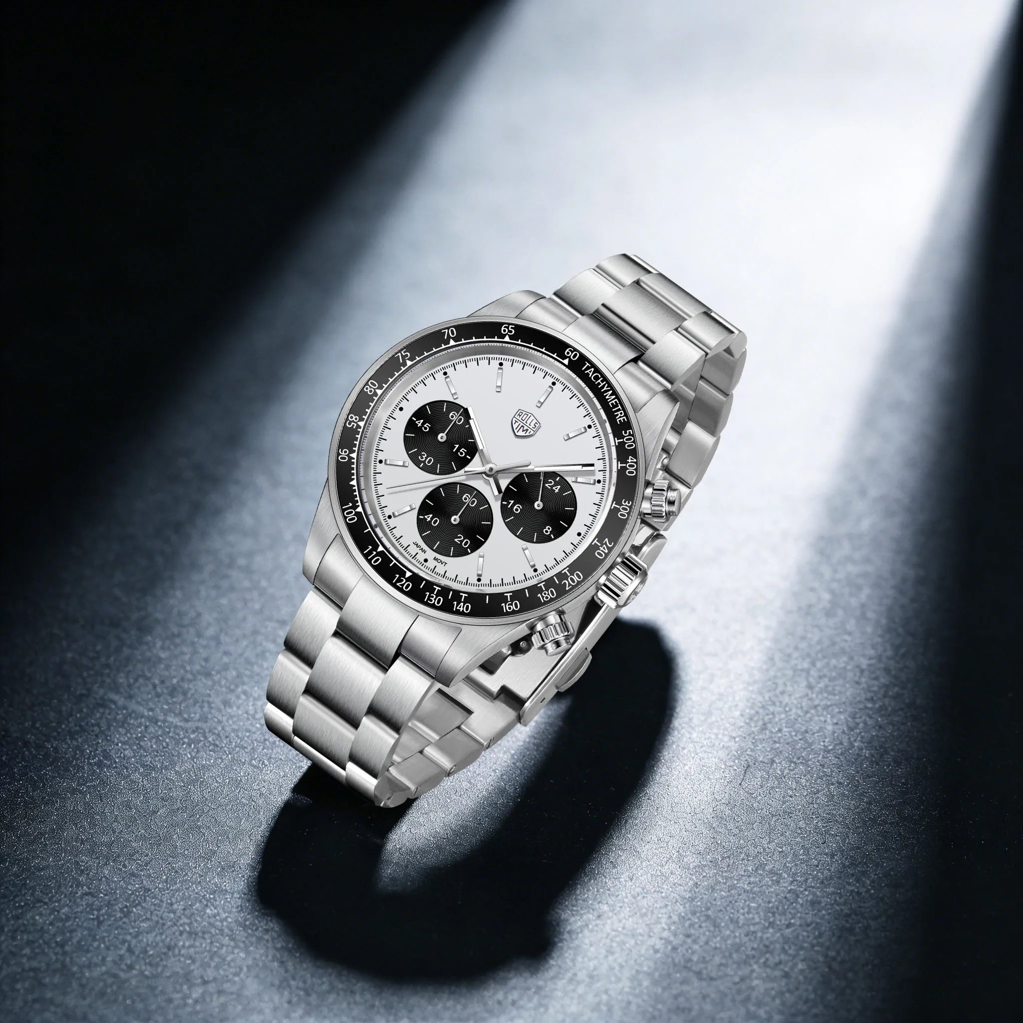 Rossitimi High-End Social Men Quartz Watch Sophisticated Business Stainless Steel Sapphire Tachymeter Luminous Dive Chronograph