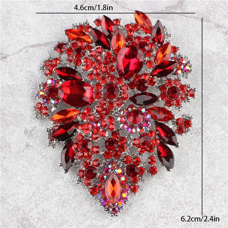 1pcs Retro Exaggerated Temperament Large Crystal Glass Brooches for Women Luxury Multicolor Rhinestone Pins