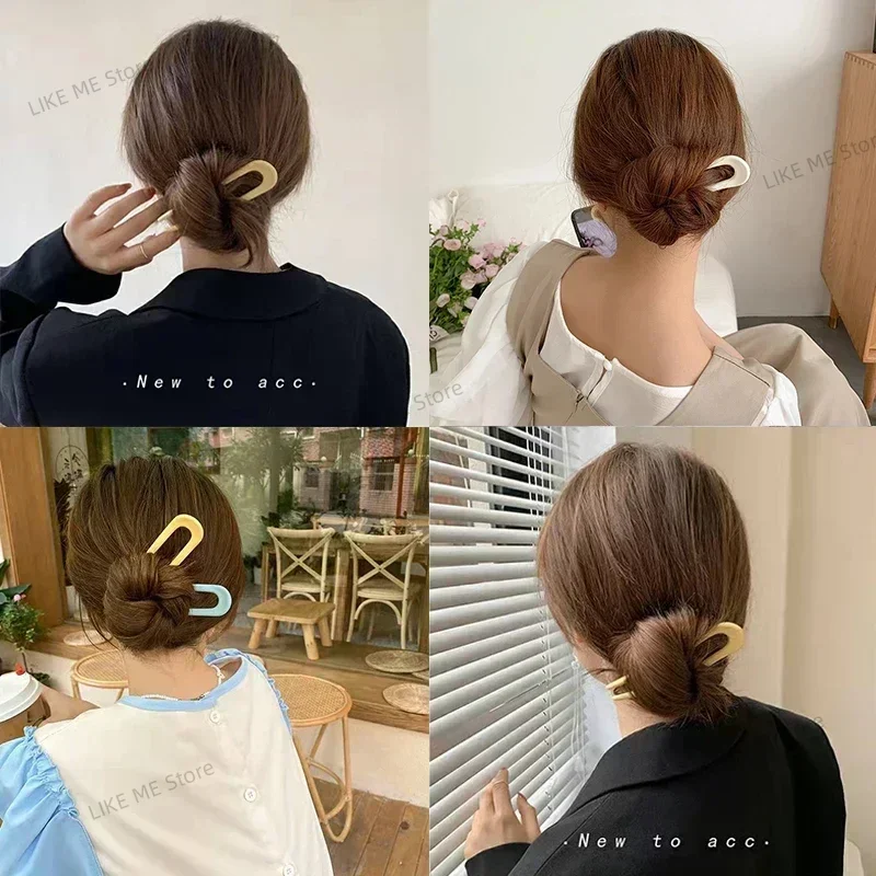

Solid Color Hair Sticks For Women Girls Shell Clips Pins Minimalist U Shape Hairpins Hair Bun Maker Headwear Fashion Accessories