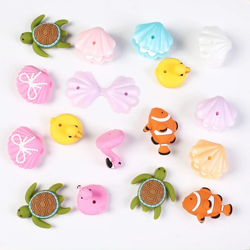 20/50pcs 3D Silicone Beads BPA Free Food Grade Silicone Pacifier Chain Clips Beads Newborn Baby Toys DIY Jewelry Accessories