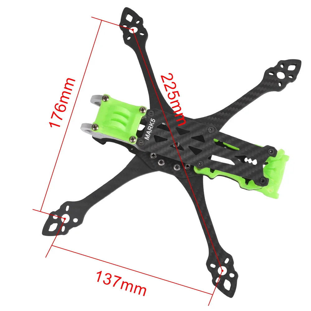 Mark5 5인치 FPV 프레임 225MM 3-6S 3K 카본 파이버 프린트 포함 RF/KISS/F3/F4/F7 FC 9IMOD RC용