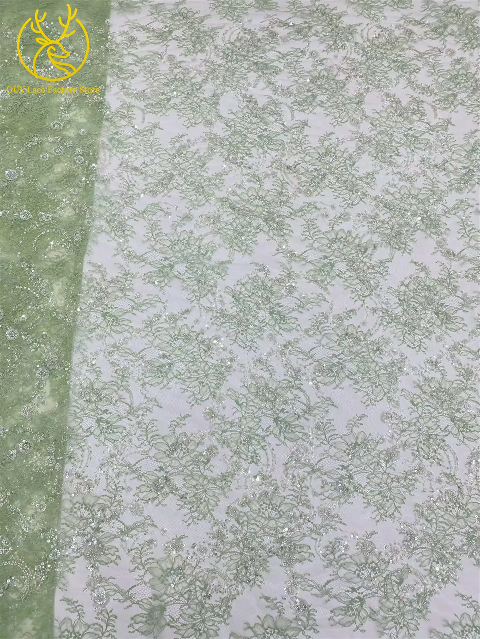 Afrikanischer Spitzenstoff, nigerianische Stickerei, Pailletten-Spitzenstoff, hochwertiger französischer Perlen-Spitzenstoff zum Nähen von Abendkleidern – Detail 16