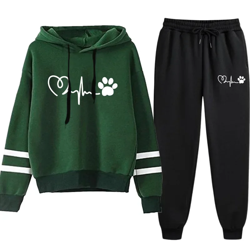 Modèle mignon femmes survêtement sweat à capuche noir pantalon de survêtement urbain décontracté mode vêtements de sport 2025 offre spéciale tenues à capuche