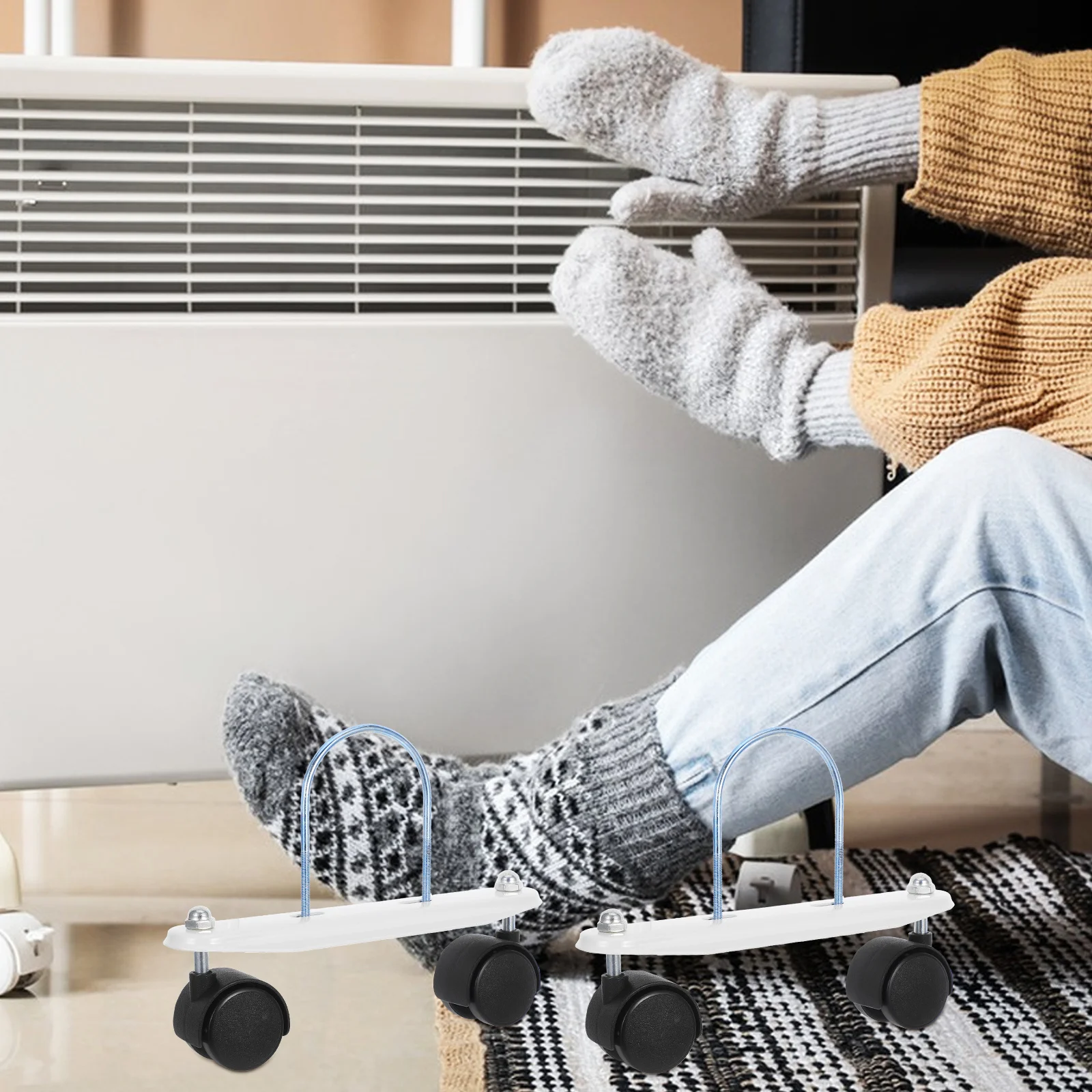 

Oil Filled Heater Support Bracket Caster Wheels U-shaped Steel Base Electric Radiator Mobile Swivel Wheel Replacement Part