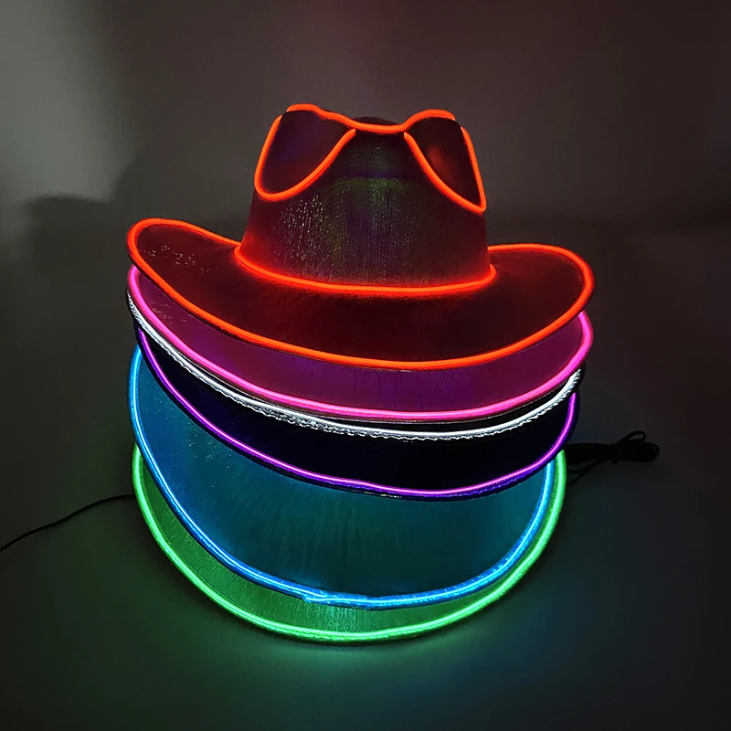 Nieuw Binnen Parelmoerachtige Cowboyhoed Danskostuum Sieren Gloeiende Cowgirl Pet Gloeiend Voor Neon Nachtclub