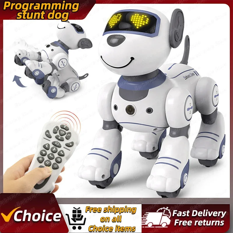 Hot Funny RC Robot Electronic Dog Stunt Dog Voice Command Programmable Touch-sense Music Song Robot Dog for Children\'s Toys Car