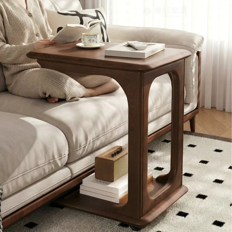 Drinks Entryway Side Table Corner Wooden Hotel Sofa Side Table Little Single Wheel Wohnzimmertisch Living Rooms Furniture