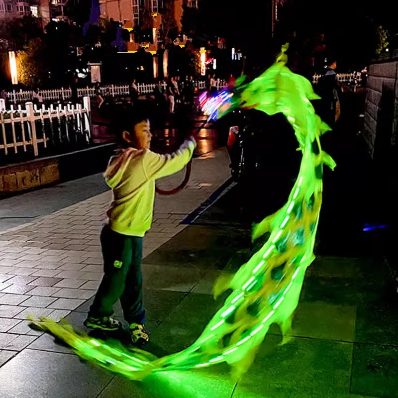 Dança do Dragão Relâmpago com Cabeça, Prop de Performance Quadrada Tradicional Chinesa, Dança Folclórica com Fita, Dança de Ano Novo, 2 m, 3 m, 5 m