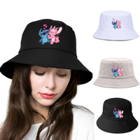 Lilo Stitch Cotton Foldable Bucket Hat Women Outdoor Sunscreen Hat Boys Girls Fishing Hunting Cap Men Basin Chapeau Beach Cap