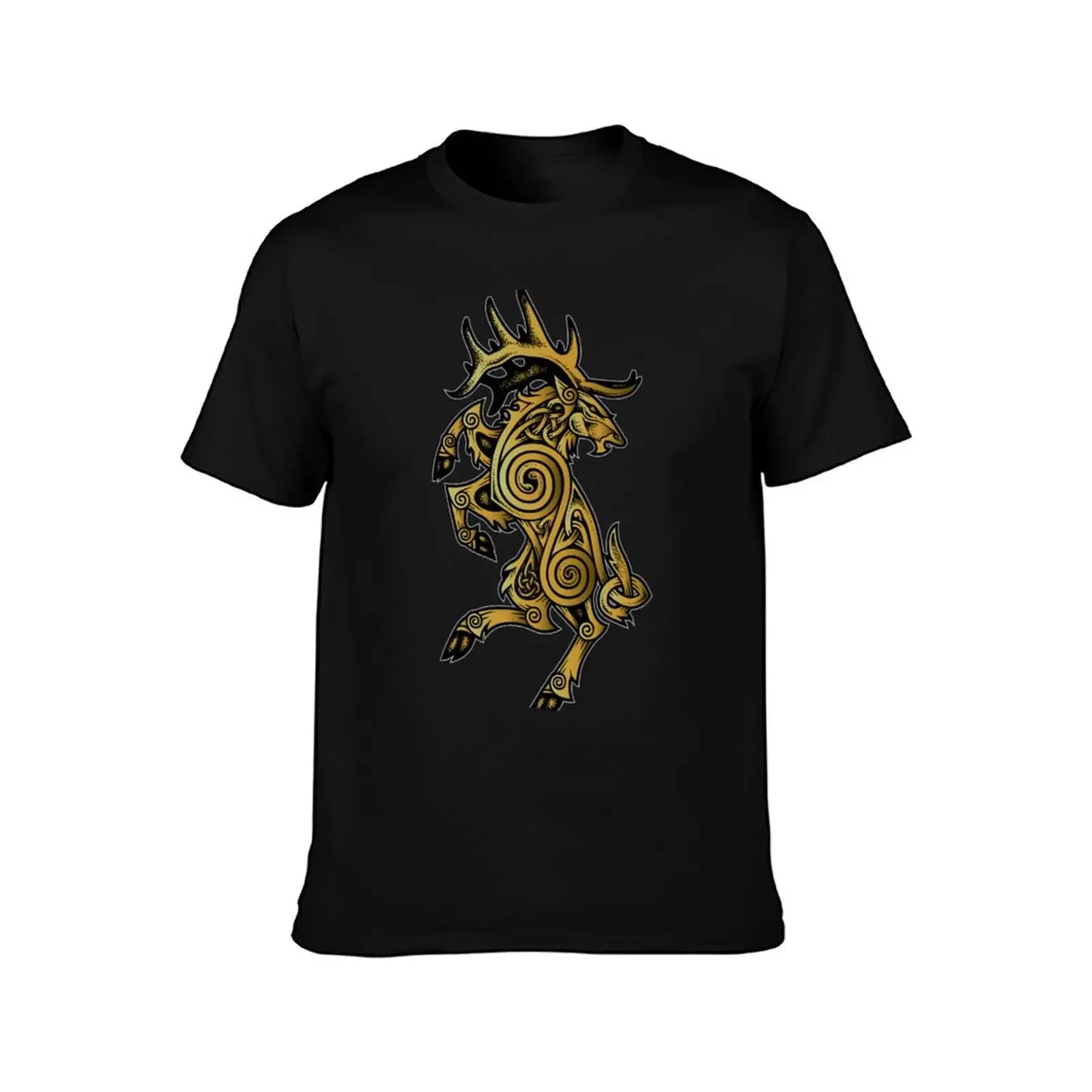 Celtic Elk Rampant T-Shirt blue lock Aesthetic clothing men clothing