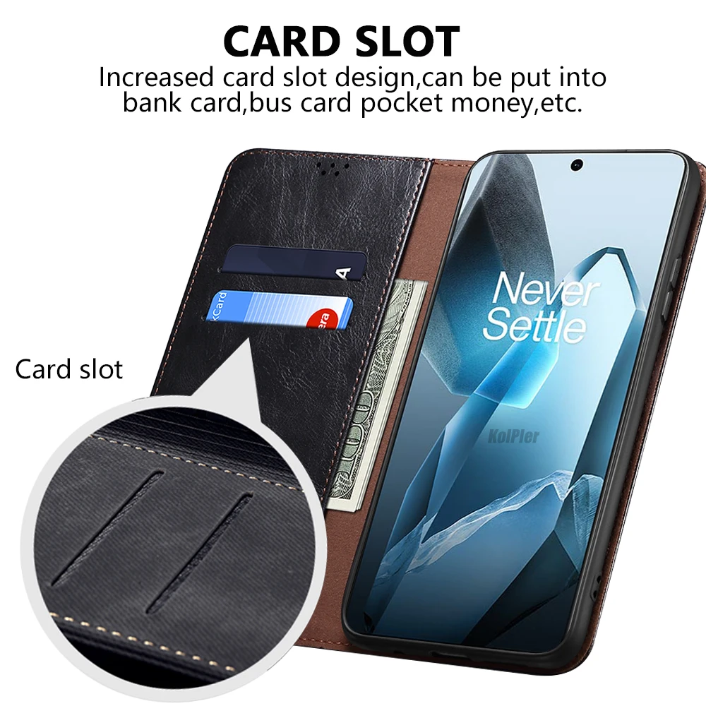 Luxury Leather Flip Wallet Case For OPPO ONEPLUS 13 /1+13 Card Slot Stand Magnetic BACK Phone Cover House Protective Bag