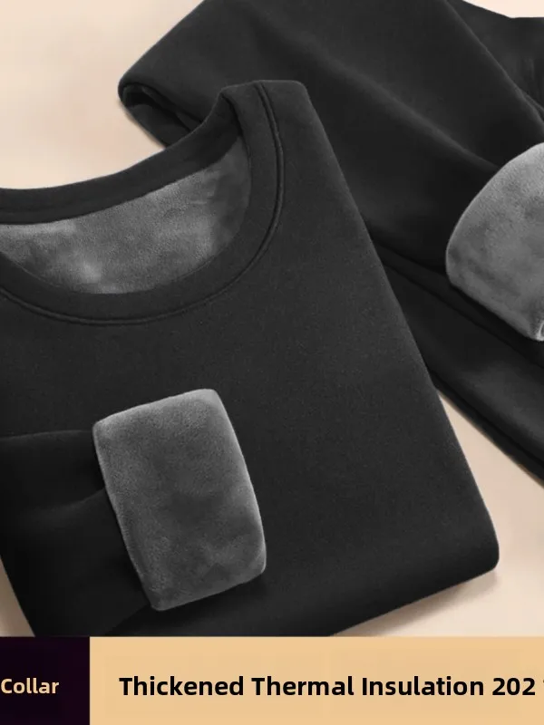 

Men's Thermal Underwear Set Fleece Lined Thickened Winter Base Layer Shirt Anti Cold Heating Top And Bottoms for Middle Aged