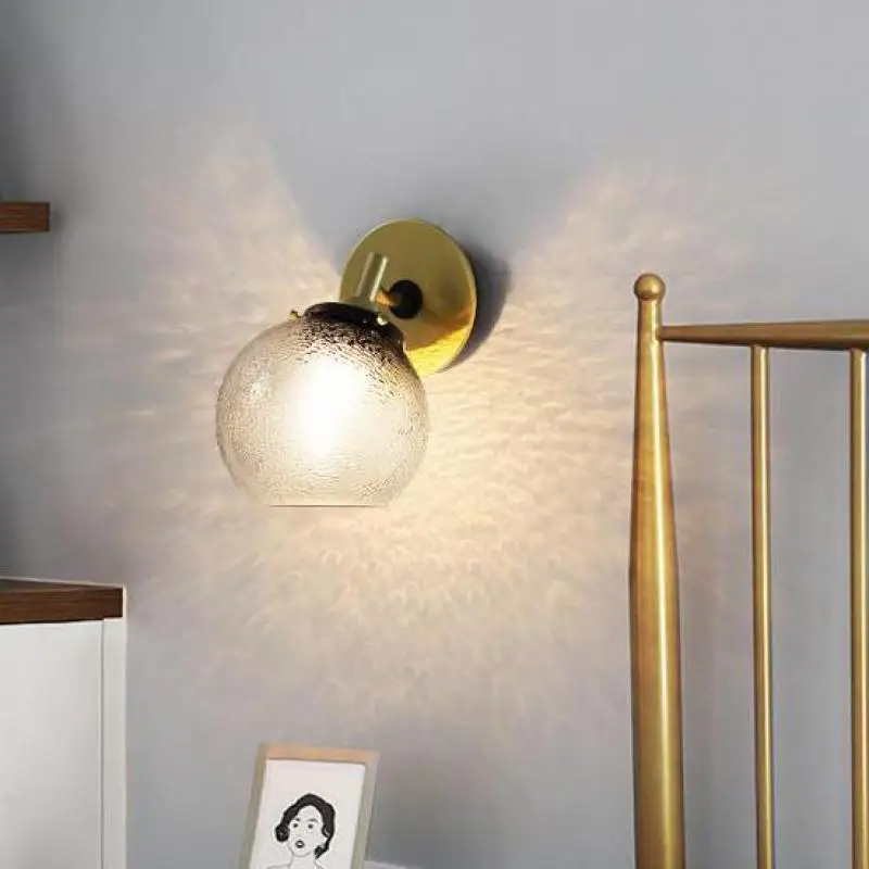 

Nordic personality Wall Light Simple postmodern bedside lamp creative aisle study Led Light bedroom lamp glass ball wall lamp
