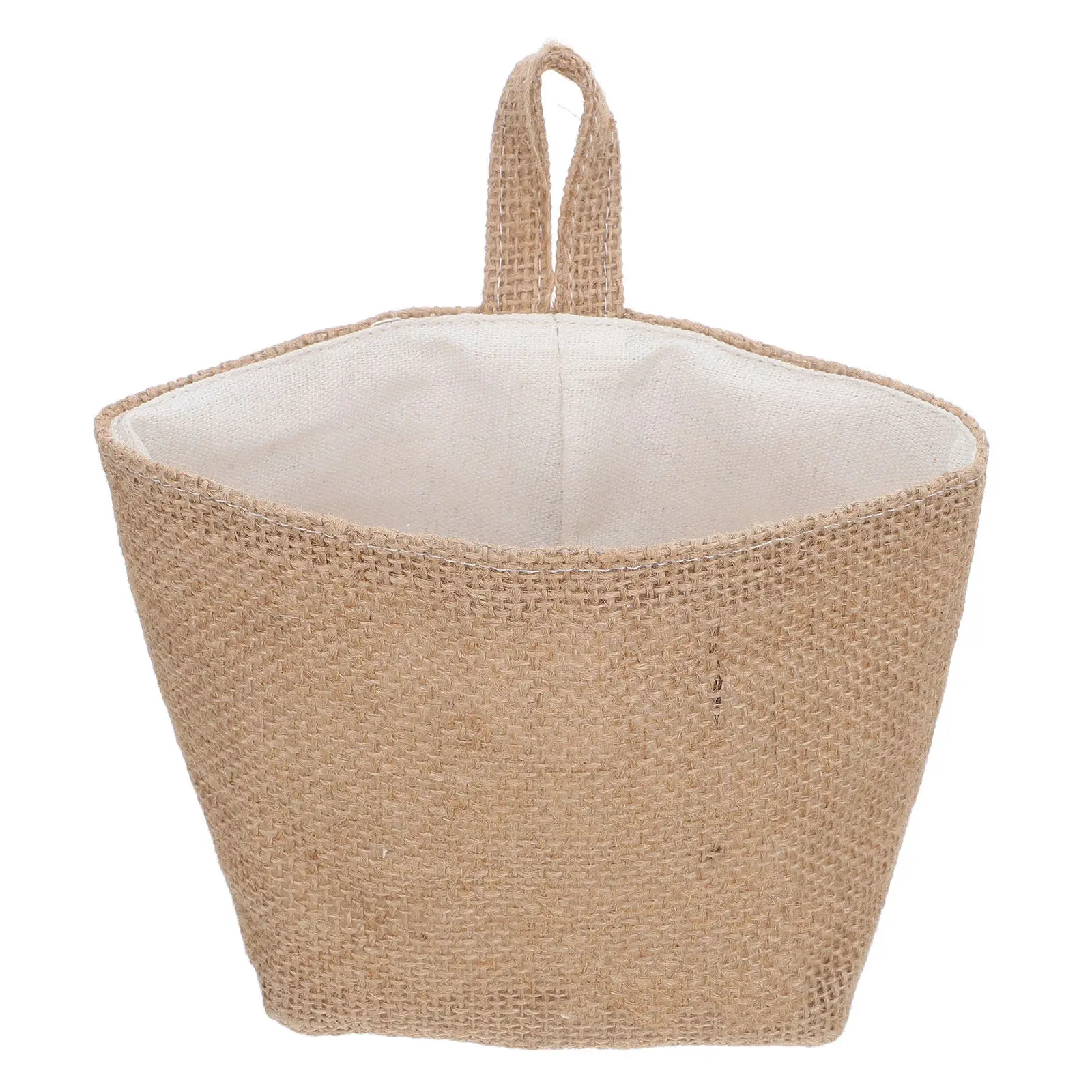 Jute Desktop Storage Basket Hanging Wall Mounted Organizer for Stationery Makeup Nightstand Bedside Coffee Table Minimalist Tray