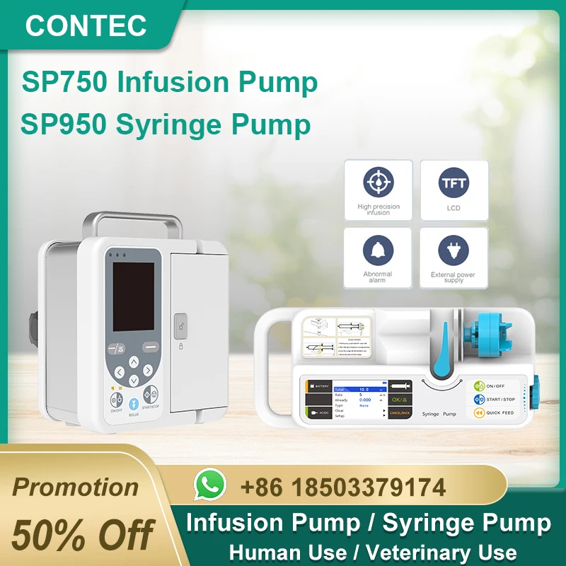 CONTEC SP750 SP950 Infusion Pump / Syringe Pump Real-time Alarm Large LCD Display Volumetric IV Fluid Human/Vet Use