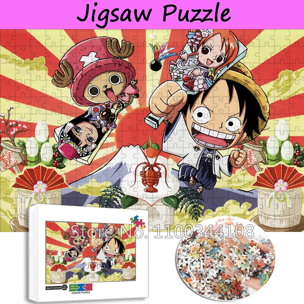 Popular Anime One Piece Jigsaw Puzzle Monkey D. Luffy Chopper Cartoon Puzzles 300/500/1000 Pieces Collection Children's Toys