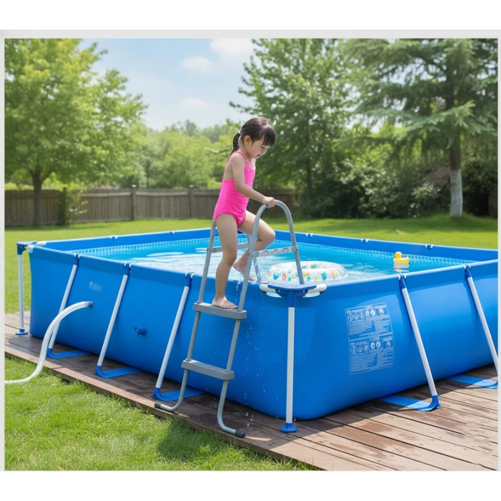 

Reinforced Pool Entry Step Ladder with Thickened Non-Slip Steps for Above Ground Outdoor Swimming Pools - Sturdy & Secure