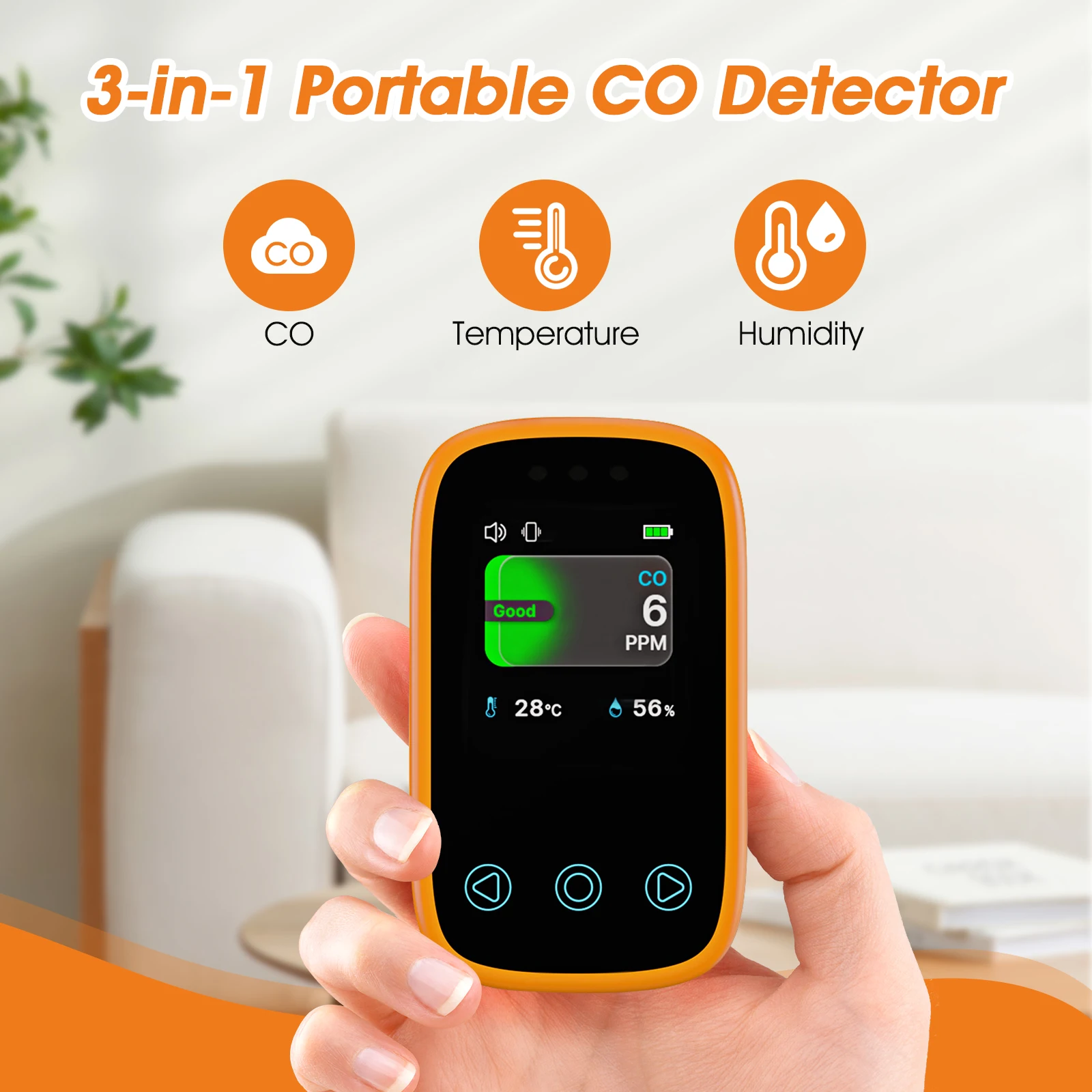 Mini CO Detector Portable Carbon Monoxide Tester Air Quality Monitor Temp & Humidity Meter with Fast Alerts Multiple Scenarios