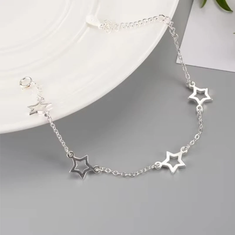 New Fashion Jewelry Beautiful 925 Sterling Silver Bracelets Star Simple Personality Sweet Bracelets