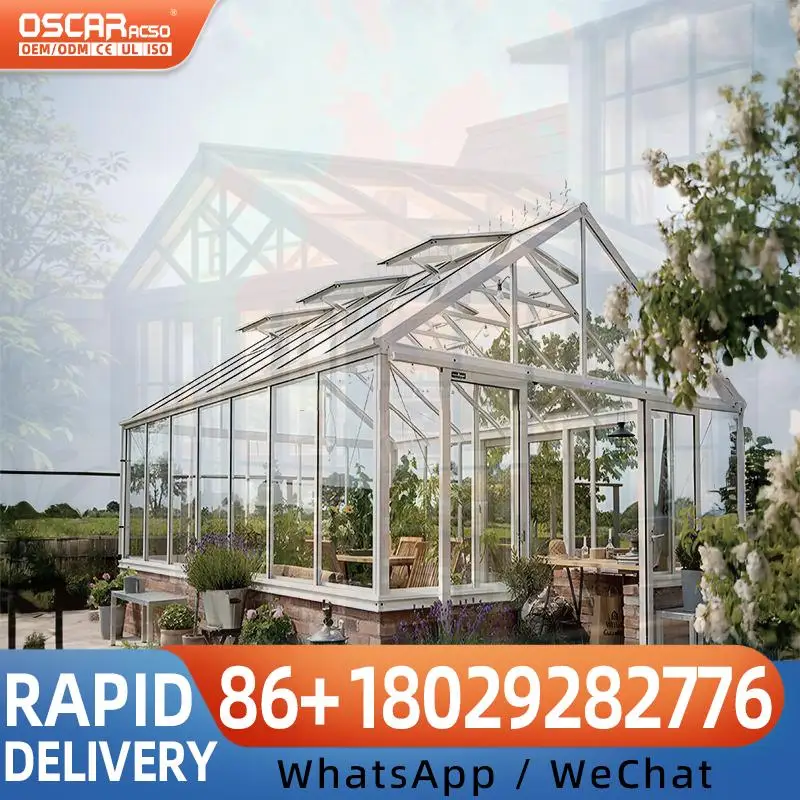 Metal Prefabricated 3X4 Victorian Sliding Roof Aluminium Veranda Conservatory with Roller Blind for Hotel in Europe Outdoor Gard