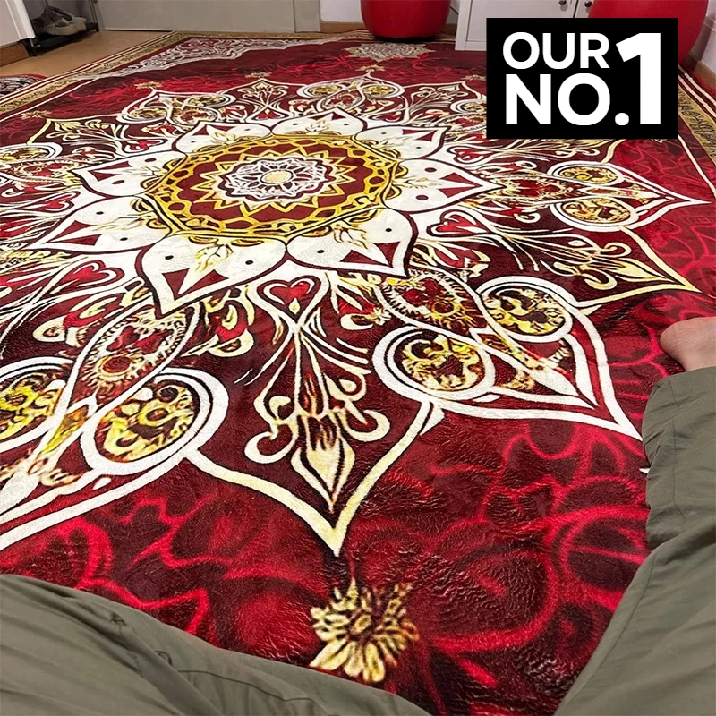 Luxurious Retro Rugs for Living Room European Decoration Home Sofa Area Non-slip Floot Mat Bedroom Cloakroom Red Soft Carpet