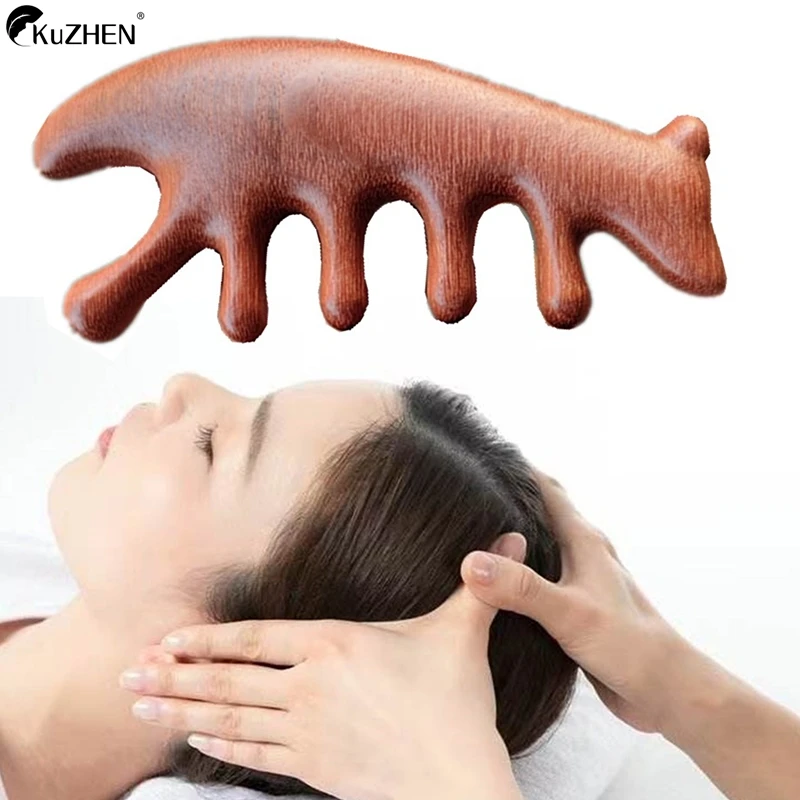 

Red Sandalwood Five Tooth Massage Comb Nose Scraping Five Tooth Comb Multifunction Purpose Solid Wood Comb For Meridian Dredging