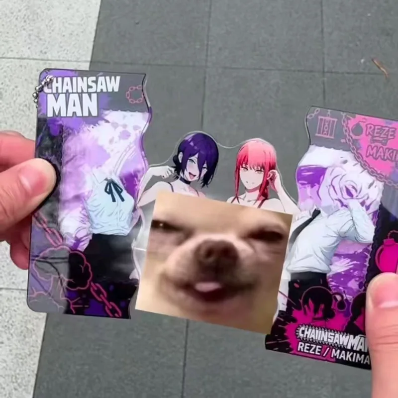 Nouveau porte-clés photo transformable en acrylique de Chainsaw Man, transparent, avec possibilité de changer l'image, objet de collection, cadeau.