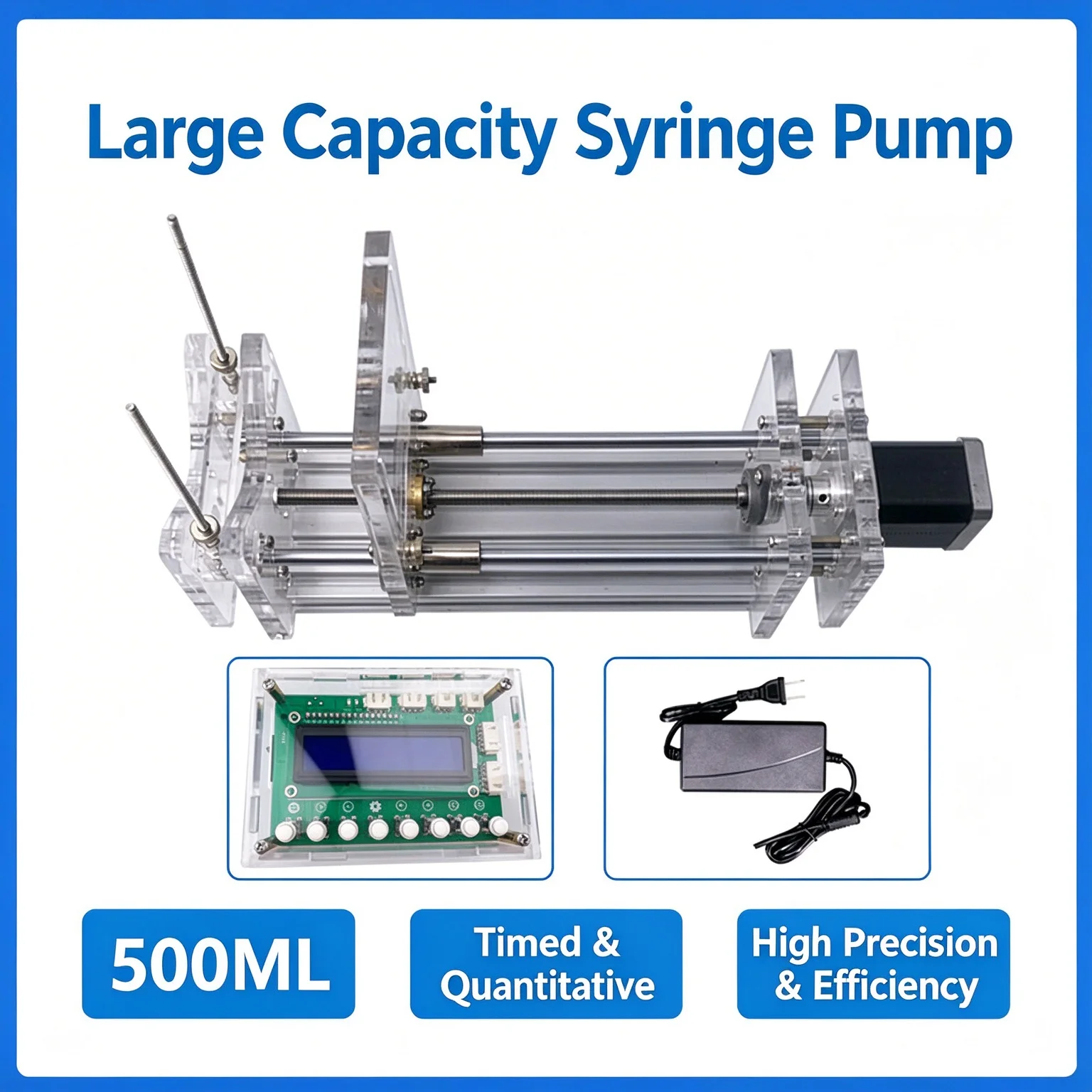 50-500ML Laboratory Micro Syringe Pump Desktop Precision Electric Injection Pump Propel Pump Liquid Glue Dispenser DC 12V NEW