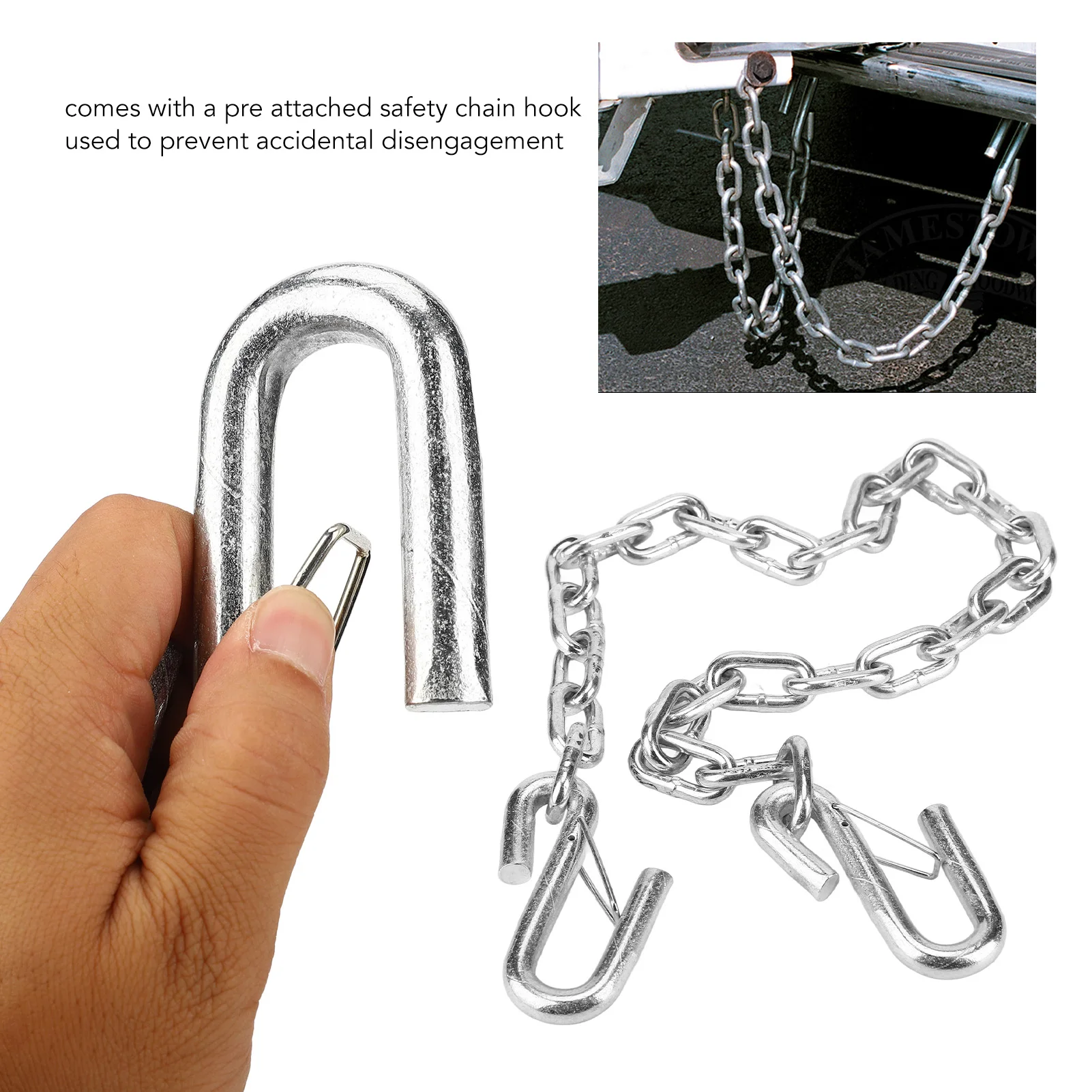 RV 1m Safety Chains Hook, Trailer Safety Chain 3500lbs Towing Wire Ropes with Double Spring Clip Hooks for Trailer RV