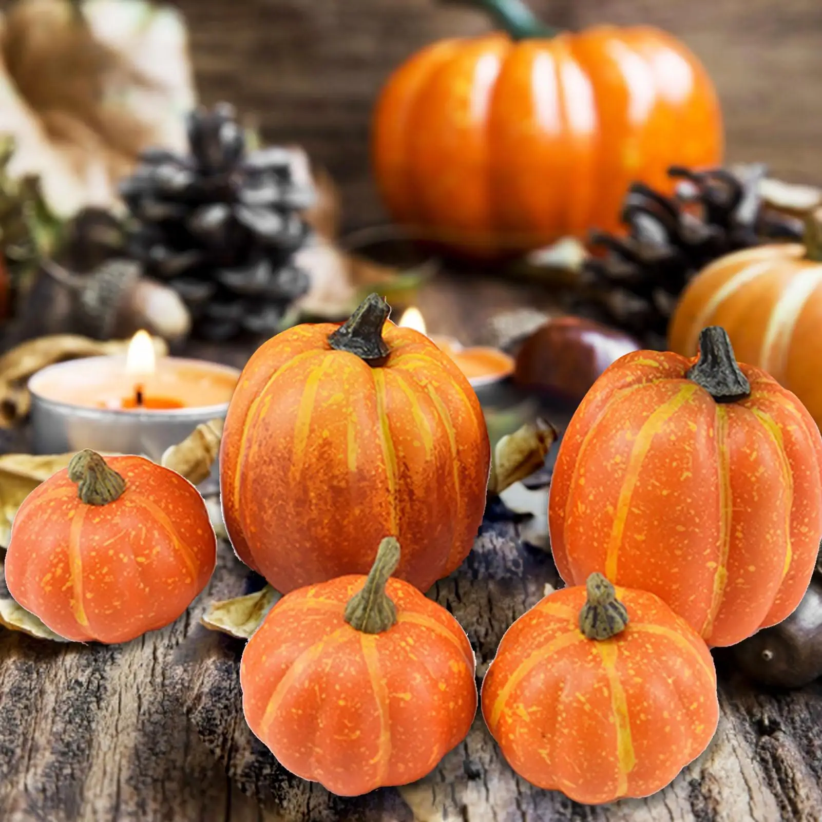 7Pcs Artificial Pumpkin Halloween Decorations for Home Mini Fake Pumpkin Autumn Harvest Party Thanksgiving Ornaments Props - view 3