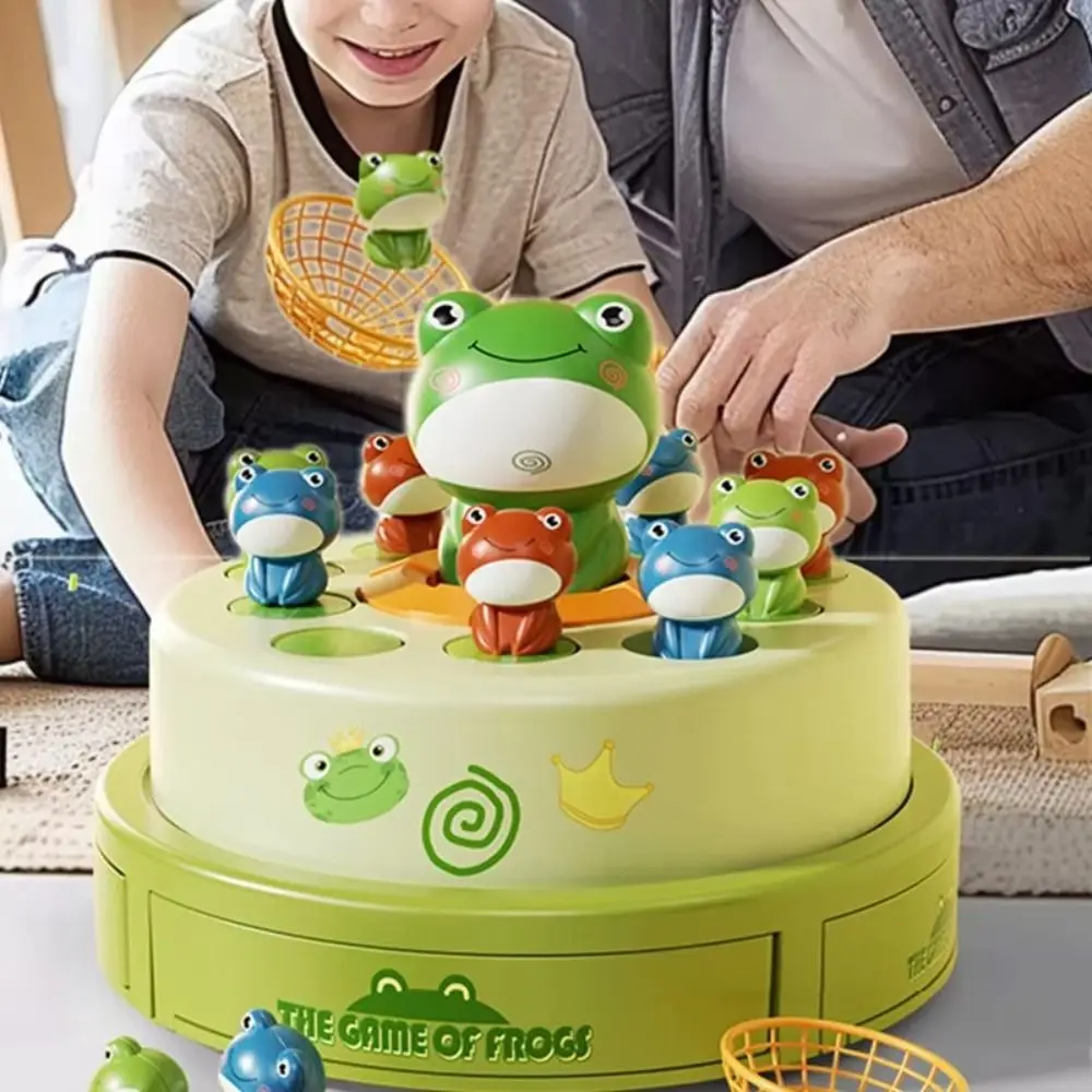 Cartoon Bounce and Catch Frog Board Games with Music Interactive Tabletop Family Games Three Adjustable Modes Frog Board Games